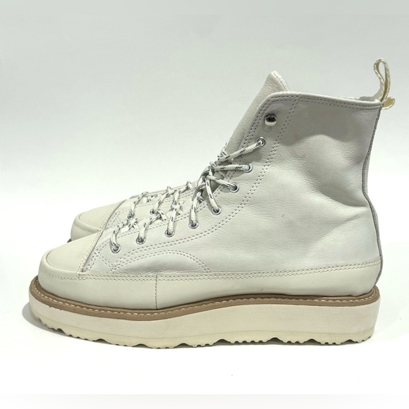 Converse Chuck Taylor Crafted Hi White Leather Boots - Size M8 or W9.5 - Picture 3 of 9